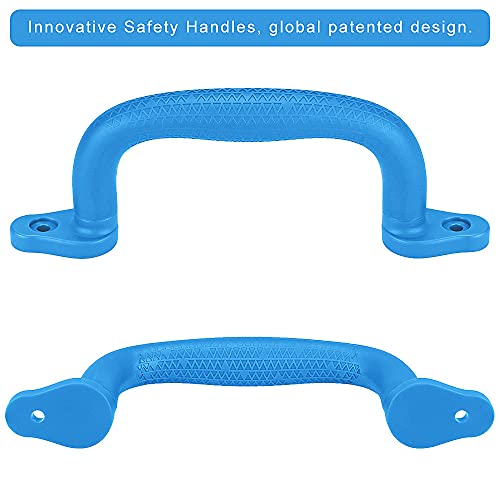 Dolibest 8-Pack Safety Handles for Swing Sets & Playsets - Monkey Bars with Anti-Skid Grip with Finger Indentations, Plastic Grab Handles, Easy Mounting for Climbing Frames, Playhouses, Treehouses - color: Blue-8pcs