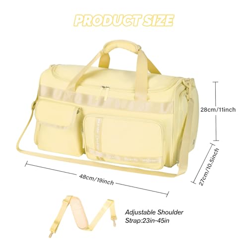 MAXTOP Gym Bag for Women Men Travel Duffle Bag Large Capacity Carry On Weekender Overnight Bag With Shoe Compartment Gym Tote Dry Wet Separation Duffel Bag for Travel - color: Yellow, style: Gym Bag