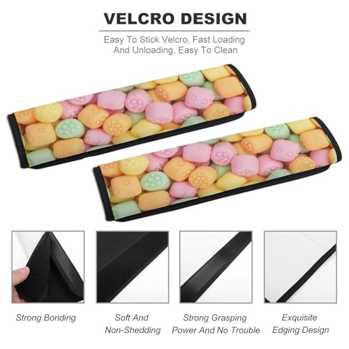2 Pack Cute Candy Car Seat Belt Pad Soft Padded Automotive Seat Belt Protector for Child, Stroller Pushchair High Chair, Shock Absorption - color: Pattern 97