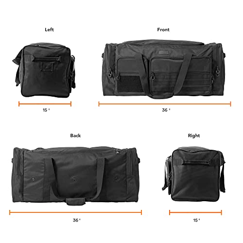 Fitdom 130L 36" Extra Large Sports Gym Equipment Travel Duffle Bag | Heavy Duty, Adjustable Shoulder Strap, 7 Compartments, Perfect for Soccer Baseball Basketball Hockey Football, Team Coaches - color: Black