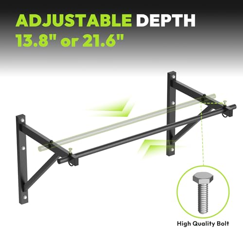 HANDBODE Wall Mounted Pull Up Bar for Doorway, 52''/36'' Chin Up Bar | 500 lb Capacity, Thickened Steel Construction, Joist Mounted - color: 52” wall mounted pull up bar