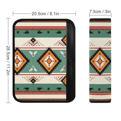 2 Pack Southwestern Boho Green Aztec Southwest Car Seat Belt Pad Soft Padded Harness Pads Strap for Child, Car Seats Pushchair Strollers High Chair Pushchair, Anti-Slip Pad - color: Pattern 975