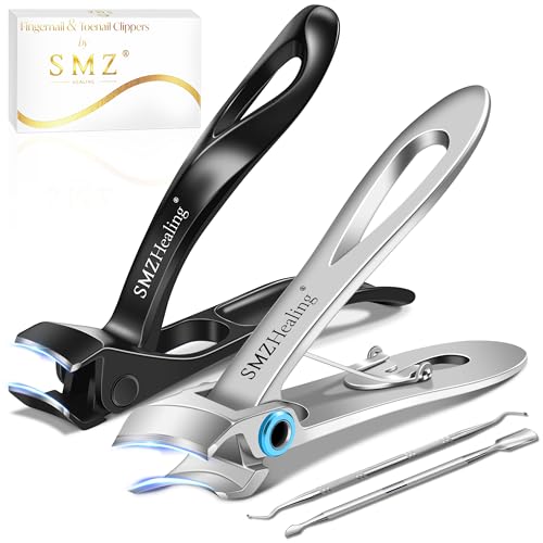2026 Toenail Clippers for Seniors Thick Toenails | Angled Heavy Duty Large Toe Nail Clippers for Men and Very Sharp Slanted Curved Blade Toenail Clippers 4PCS Set - color: 4pcs Black & Sliver