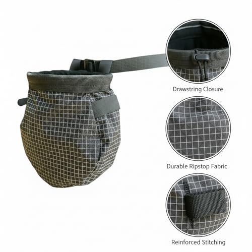 Climbing Chalk Bag with Drawstring Closure - Lightweight Waist Pouch for Rock Climbing, Bouldering & Gym Training (1 Pack) - color: Black