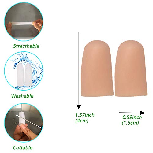 Kris-kikomy Gel Finger Protectors Finger Caps Silicone Fingertips Protection - Finger Cots Great for Trigger Finger, Finger Arthritis, Finger Cracking and Other Finger Pain Relief(Nude, Medium)