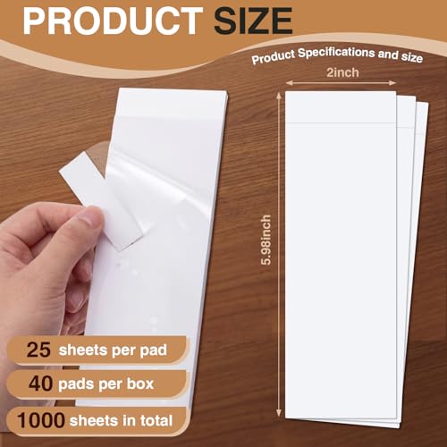 1000 Sheets 2'' x 6'' Pre-Cut Packaging Tape Packing Tape Strips, 25 Sheets Per Stack, Containing 40 Stacks for Protecting, Sealing, Packaging, Holding, Closing, Repairing