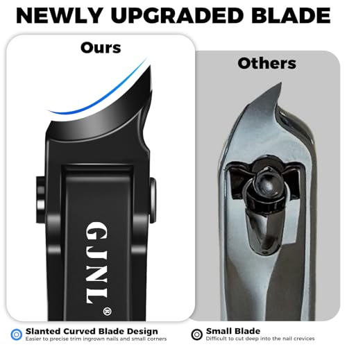 Slanted Curved Toenail Clippers for Seniors Toenails | Heavy Duty Nail Clippers for Men Thick Nails with Wide Jaw Opening, Black - color: Black Slanted Head
