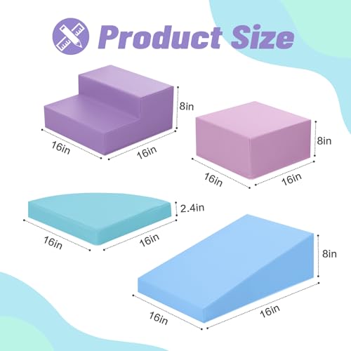 TODIBY 6-Piece Foam Climbing Blocks for Toddlers: Colorful Climbing Gym PU Leather Baby Foam Building Blocks Indoor Toy - style: Macaroon/Pink/Purple
