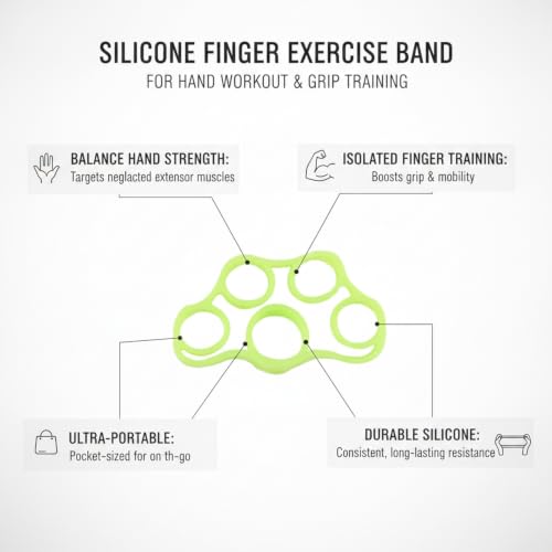 Premium Silicone Finger Resistance Band for Hand Exercise and Grip Practice - color: Green