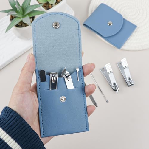20 Sets Manicure Set Bulk, Nail Clippers Kit Stainless Steel Fingernail Clippers Set, Sturdy Nail Tip Cutter Trimmers Professional Grooming Toenail Clippers Personal Pedicure Kits Gift (Blue 4 in 1) - color: Blue