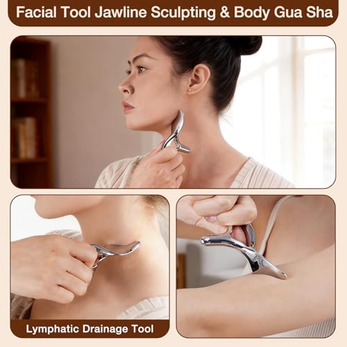 All in 1 Trigger Point Massage Tool TMJ Tension Relif Face Gua Sha | Deep Tissue Acupressure Tool Pressure Point Muscle Tension Relief Fascia Release TMJ Pain Relief Facial Neck Gua Sha Tool