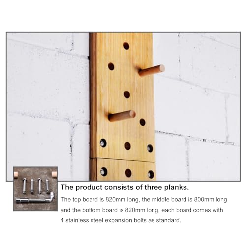 96inchs Climbing Pegboard, Wall-Mounted Climbing Board, Sturdy Birch Wood Pegboard Climbing Wall with Wooden Dowel Pegs, 35 Staggered Climbing Holes，Freely Combinable, Three-Part