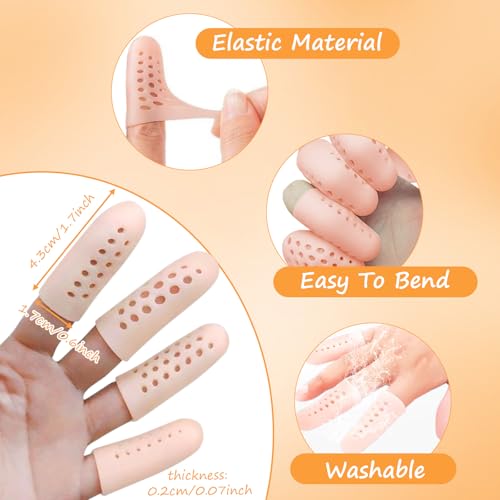 16Pcs Gel Finger Cots with Air Holes,Breathable Protectors for Finger Tips - Ideal for Wound, Cracking,Writing & Housework,Multi - Scene Hand Care
