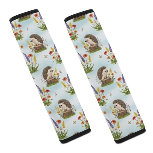 2 Pack Hedgehog Flower Spring Chic Seat Belt Cover Universal Fit Shoulder Harness Cover for Girls and Boys, Car Seats Pushchair Strollers High Chair Pushchair - color: Pattern 587