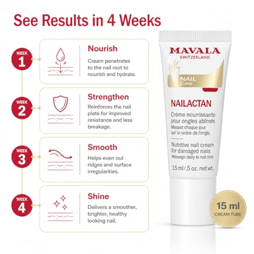 Mavala Nutritive Nail Cream Nailactan for Damaged Nails | Nail Care with Restorative Ingredients for Longer, Healthier Nails | Nail Strengthener + Hardener | 0.5 oz