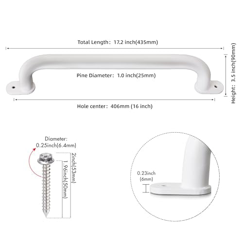 17 Inch White Playground Handles Indoor Kids Monkey Bar Ladders 6Pcs | Heavy Duty Solid Metal, Non-Slip Matte White Powder Coating, Comfy Secure Hand Grips for Playset Swing Set Climbing Frame - color: White-6pack