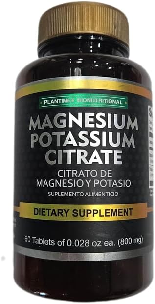 Magnesium Potassium Citrate Nutricost Potassium (400mg) Magnesium (400 mg) Citrates, 60Capsules -PLANTIMEX Dietary Supplement 60 Tablets. (800 mg)