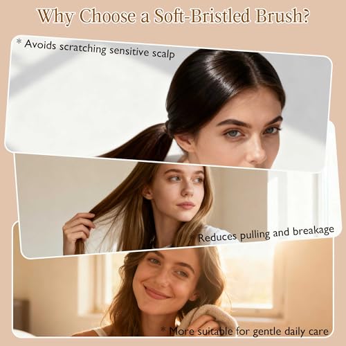 STYLEMATE Boar Bristle Slick Back Hair Brush | Medium/Sof Bristle Hair Brush for Thin & Fine Hair, Smoothing Hairbrush for Women Men Kid, Lightweight Sapele Wooden Handle - size: Medium