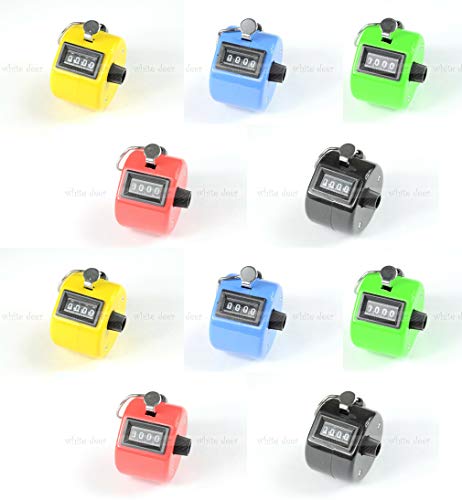 White Deer Hand Tally Counter 4 Digit Number Dual Clicker Golf Handy Convenient - color: 10 MIX