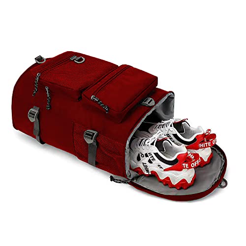 Kalesi Gym Duffle Bag Backpack 4-Way Waterproof with Shoes Compartment for travel Sport Hiking laptop - color: Viva Magenta Red