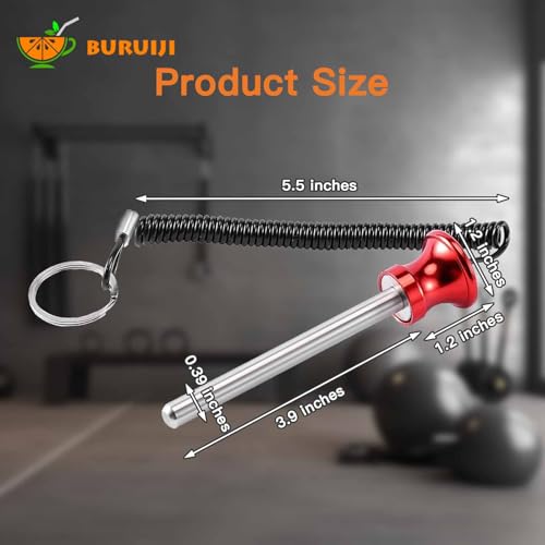 Universal Magnetic Weight Stack Pin with Pull Rope - Gym Pin for Weight Stack Machines | Commercial & Home Gym Accessories | Replacement Weight Pins for Strength Training Equipment - color: Red