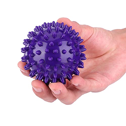 2Pcs Spiky Hard Massage Balls,Soft Spiked Manual Massager Rollers Body Spiky Balls Fitness Finger Relax Tool for Plantar Fasciitis Exercise Back Feet (Small 7.5cm) - color: Purple, size: Small 7.5cm