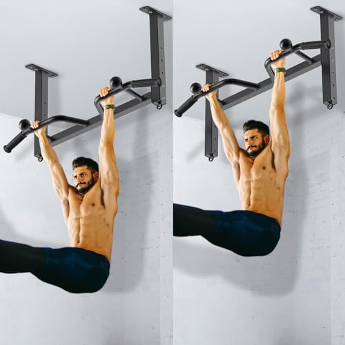 Kipika 32" Ceiling Mounted Pull Up Bar - Heavy Duty, Highly Adjustable, Multifunctional Chin Up Bar - Home Gym System with Punching Bag Hanger and Resistance Bands Training - color: Ceiling Mounted Pull Up Bar with Ball