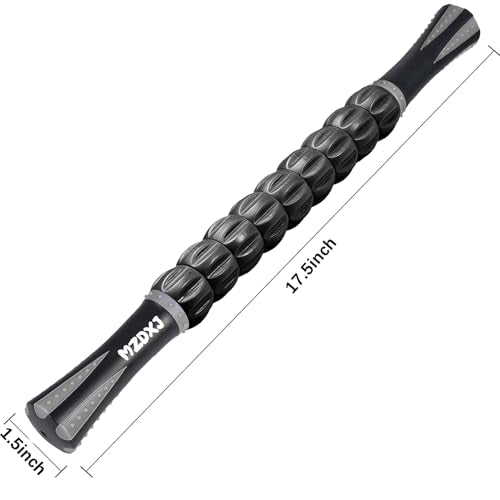 Muscle Roller Massage Roller Stick- Deep Tissue Fascia Blaster for Myofascial Pain Relief, Lymphatic Drainage & Body Sculpting, Handheld Physical Therapy & Recovery Tool (Gray Black-)