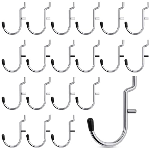 INCLY 100PCS 1/4 Inch Pegboard J Hooks with Peg Locks & Rubber Tipped | Heavy Duty, Peg Board Hooks Accessories,Peg Board Tool Hangers,Fit 1/4" Pegboard for Wall Hanging Tools or Display Jewelry