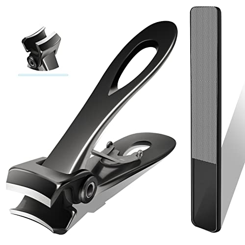 Werlla Toenail Clippers for Thick Toenails, Long Handle Wide Jaw Opening Nail Clippers for Adult, Men, Seniors, Extra Large Heavy Duty Toenail Clippers for Fingernail & Ingrown Toenail (2 Piece Set) - style: 2pcs_curved_black