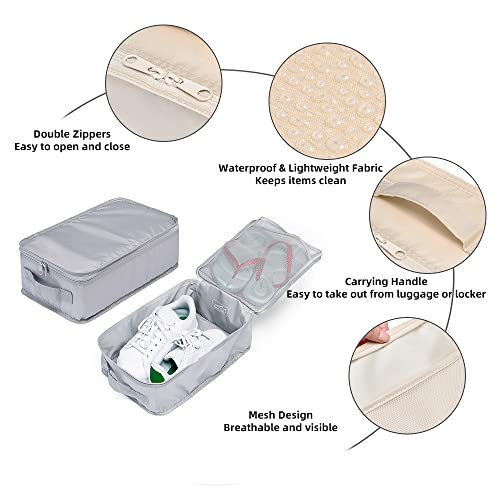 Travel Shoe Bags, Foldable Waterproof Shoe Pouches Organizer-Double Layer (6 Grey Shoe Bags) - color: Grey, size: 6 Packs