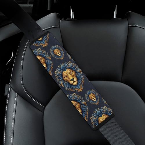 Soft Padded Seat Belt Shoulder Pad for Elderly Support, Stroller Pushchair High Chair, 2 Pack Black Gold Lion Animal Print Shoulder Harness Cover Neck and Shoulder Support - color: Pattern 205