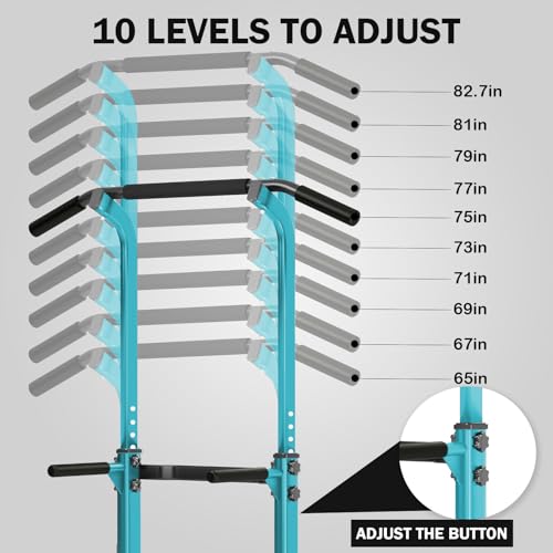 SogesHome Multi-Function Power Tower Pull Up Bar Dip Station for Home Gym | Height Adjustable PullUp Dip Stand, Full Body Strength Training Equipment, Fitness Workout for Push Ups Dips, 330LB Capacity - color: Blue
