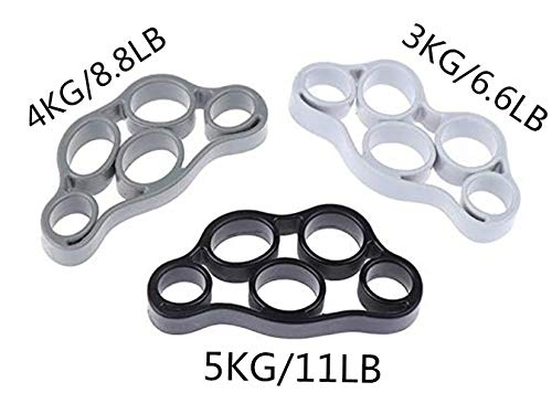 3PCS Finger Stretcher Resistance Bands Strength Trainer for Forearm Exercise Guitar Finger Strengtheners Rock Climbing 6.6 8.8 11 Pounds - color: Style 1-3