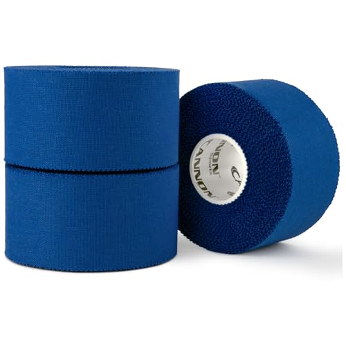 Cannon Sports Premium Athletic Tape - 1.5” x 45 Feet Per Roll - Easy Tear, No Sticky Residue, Very Strong, Hypoallergenic and Latex Free - Ideal for Sprains, Strains, First Aid - Pack of 3 (Blue) - color: Blue