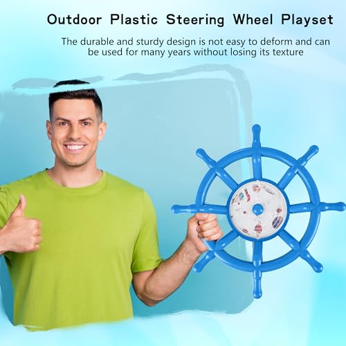 Kids Playground Accessories Outdoor Plastic Steering Wheel Playset Pirate Ship Wheel for Playhouse Garden Backyard Tree House - color: Blue Set 1