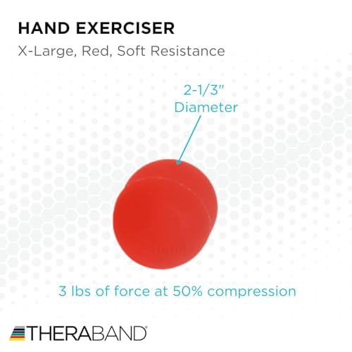 THERABAND Hand Exerciser Ball, Soft Resistance Squeeze, X-Large, Red - color: Red - Soft