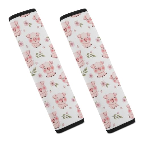 1 Pair Universal Soft and Comfortable Seat Belt Shoulder Pad for Kids, Stroller Pushchair High Chair, Pig Pink Animal Shoulder Protector, Anti-Slip Pad - color: Pattern 972
