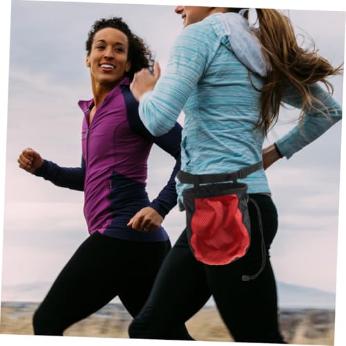 minkissy Outdoor Climbing Chalk Bag Waist Pouch Non-Slip Red Black for Rock Climbing, Weightlifting and Gymnastics, Sturdy Powder Storage with Adjustable Belt for Sports and Fitness