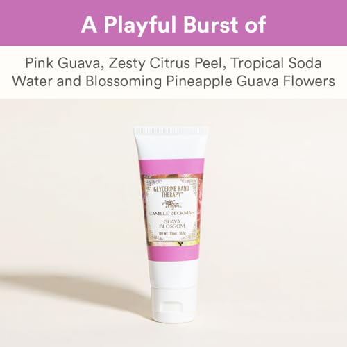 Camille Beckman Guava Blossom Glycerine Hand Therapy Cream, 1.35 oz | Ultra-moisturizing for dry, cracked hands; silky, non-greasy, paraben-free