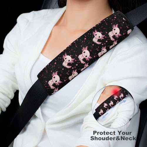 2 Pack Purple Pink Star Cute Animal Axolotl Car Seat Belt Pad Breathable Shoulder Harness Cover for Adult Use, Stroller Pushchair High Chair, Pressure Relief - color: Pattern 1075