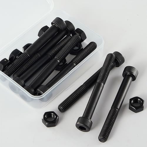 M10-1.5x90 Socket Head Cap Screw and Nut Kit 4set, Grade 12.9 Alloy Steel, Black Oxide Finish, Partially Thread, High Tensile Strength for Automotive, Machinery & Heavy Duty Use - size: M10x90mm(4 Sets）