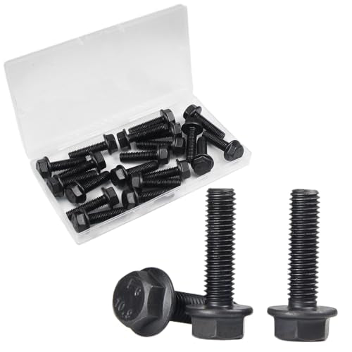 M8-1.25 X 30mm Flanged Hex Head Bolts Flange Hexagon Screws, External Flange Hex Drive Screws,Class 10.9 Black Finish,Alloy Steel, Fully Threaded, 20 PCS - size: M8x30mm