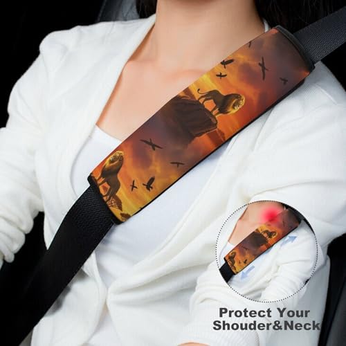 2PCS Animal Cool Lion Seat Belt Cover Breathable Seat Belt Cushion for Adults and Children, All Vehicles, Comfortable Driving - color: Pattern 999
