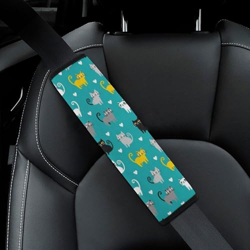 1 Pair Cute Cat Lovely Kitten Pet Seat Belt Shoulder Pad Soft Padded Seat Belt Cushion for Adult Use, Stroller Pushchair High Chair, Pressure Relief - color: Pattern 423