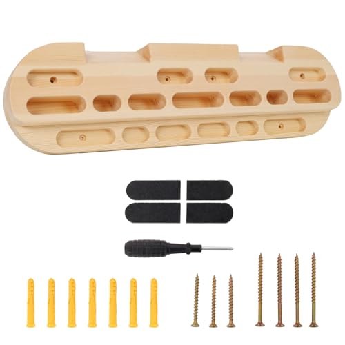 Portable Wooden Hangboard with Rope, Compact Fingerboard for Climbing Training, Multiple Grip Options, No-Drill Installation - size: 21.5 Inch