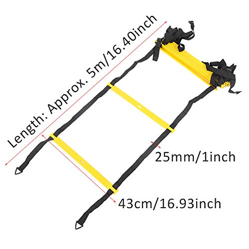 12 Rungs Running Competition Football Training Ladder, Soft Agile Speed Ladder with Reinforced Belt, Adjustable Rung Spacing for Warm Up Exercise, Coordination Training, Includes