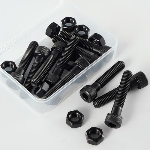 M10-1.5x50 Socket Head Cap Screw and Nut Kit 6set, Grade 12.9 Alloy Steel, Black Oxide Finish, Partially Thread, High Tensile Strength for Automotive, Machinery & Heavy Duty Use - size: M10x50mm(6 Sets）