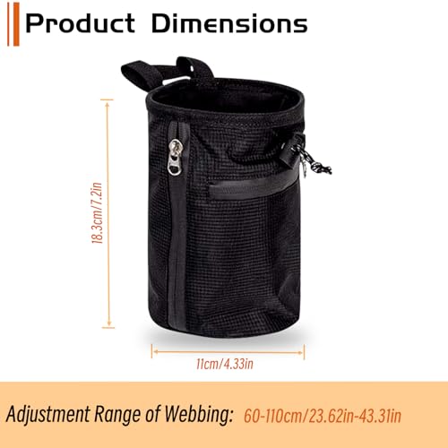 Chalk Bag for Rock Climbing, Waterproof & Leak-Proof Storage Pouch with 2 Zipper Pockets & Adjustable Waist Belt, Versatile for Fitness & Daily Use, Ideal Rock Climbing Gear