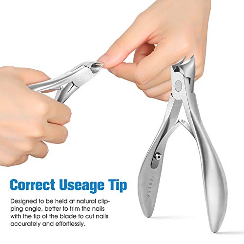 FERYES Toenail Clippers for Ingrown,Thick Toenails, 4R13 Stainless Steel Large Handle Fingernail Clipper,Nail Clipper - Silver - color: Silver